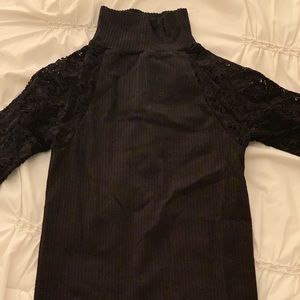 FREE PEOPLE ribbed lace turtleneck